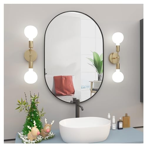Miroir mural ovale pour chambre et salle de bain avec bord poli