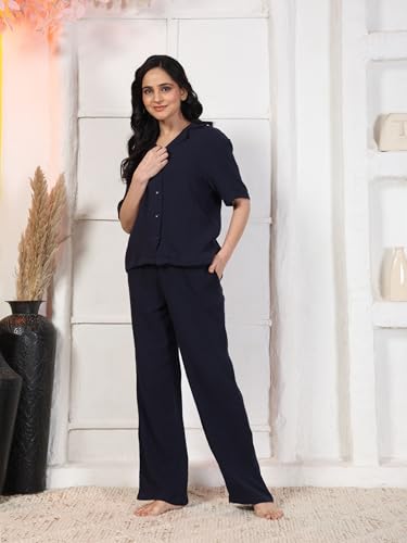 Image of B STORIES Women's Cotton Pyjama Set | Comfort and Relexed Nightsuit for Ladies