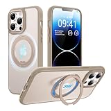 Tekka iPhone 14 Pro 用 ケース【360°回転スタンド・MagSafe対応】耐衝撃 薄型 リング一体型 スタンド付き スマホケース 米軍MIL規格 指紋防止 黄変防止 カメラ保護 動画視聴 撮影にも便利 (マット_ゴールド, iPhone 14 Pro)