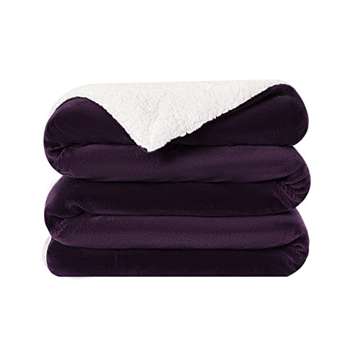 VOTOWN HOME Kuscheldecke Flauschig Decke 220x240 cm Violett, warm Sherpa...