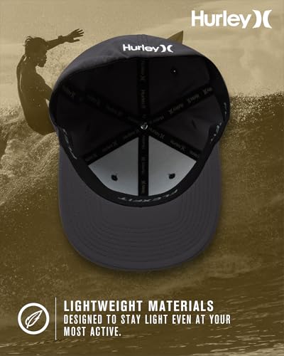 Image of Hurley Men's Baseball Cap - Dana Point Cotton Ripstop Stretch Fitted Cap for Men with Gradient Embroidered Icon (Size: S-XL)
