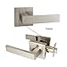 Probrico 3 Pack Square Door Lever Door Lock Handle Lockset Keyless Doorknobs Passage Knobs Lockset Interior Hallway Passage Closet in Satin Nickel