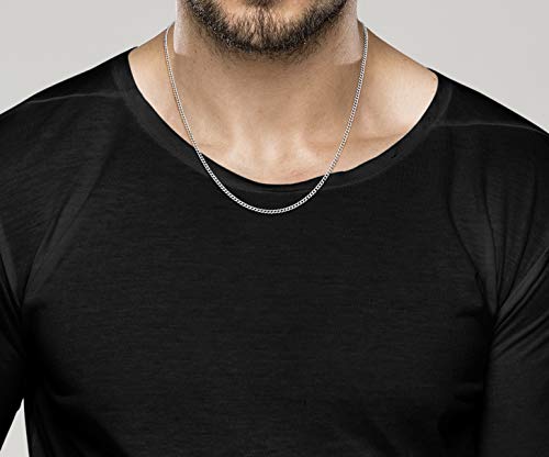 Miabella Italian 925 Sterling Silver, 18Kt Gold Plated 2.3mm Curb Cuban Link Chain Necklace Made in Italy4