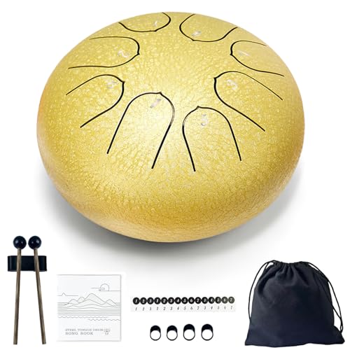 TUOKING Steel Tongue Drum 6 Inch 8 Notes D Major Rain Drum for Outside
