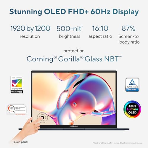 Image of ASUS Zenbook 14 (2026),Smartchoice,Intel Core Ultra 7 255H,32GB RAM,1TB SSD,OLED,Touchscreen,14 inch(35.5 cm),Win 11,M365 Basic(1Y)* Office 24,Ponder Blue,1.28 Kg,UX3405CA-QL1015WS,Thin & Light Laptop