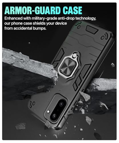 Image of WOW IMAGINE Shock Proof Back Case Mobile Cover for 1+ OnePlus 15R 5G 2025 | Back Cover Case (Tough Armor | Hybrid PC + TPU | Ring Holder & in-Built Kickstand | Black)