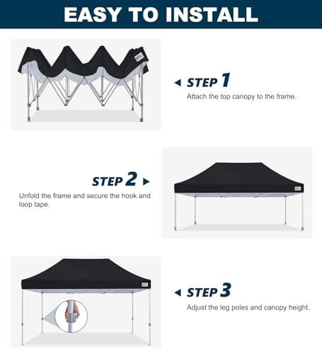 Image of MASTERCANOPY 10x15 Heavy Duty Pop Up Canopy Tent with Roller Bag(Black)
