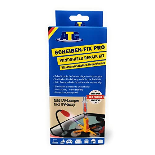 ATG Auto Glas Reparatur Set, Kit de réparation des impacts de Pierres sur Le Pare-Brise avec Lampe UV, kit Colle Pare Brise, kit Reparation Pare Brise, Colle-Pare-Brise
