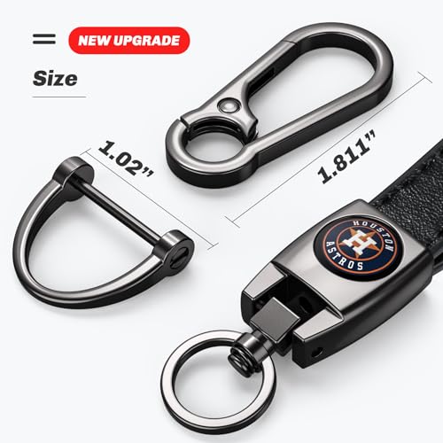 Image of Car Keychain Keyring for Huston Astros Baseball Fans,Huston Astros Accessories Women /Men's Keychains for Vehicles,Leather Key Ring Lanyard for Car Key Fob Holder,Key Fob Keyring Replacement