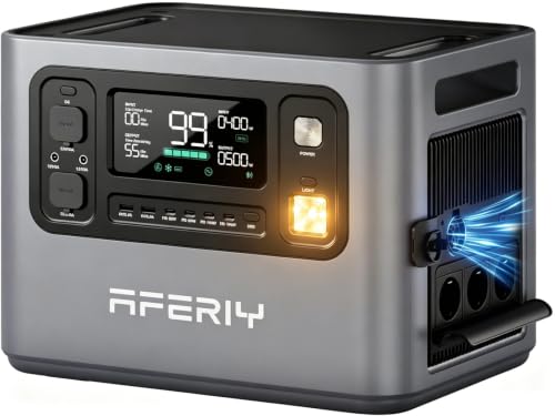 AFERIY 2800W Tragbare Powerstation P280, Erweiterbar auf 10240Wh, 2048Wh LiFePO4 & 1,2 Std Schnellladung Solargenerator, BMS APP, Sinuswelle 230V, für Off-Grid/Notfall/Garten/Camping
