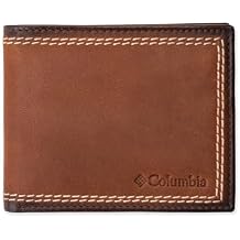 Columbia Mens RFID Slim Bifold Wallet With ID Window Brown Contrast Stitch