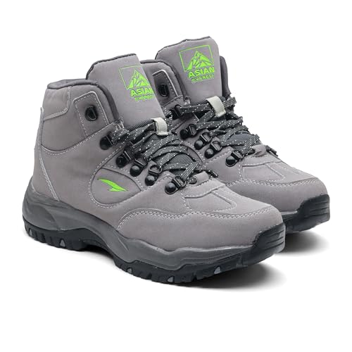 ASIAN Everest-25 Men's Trekking Shoes | High-Neck Hiking Boots | Water-Repellent Suede Synthetic | High Grip Sole | EVA Midsole Cushioning Comfort(Lgrydgry)-UK 8