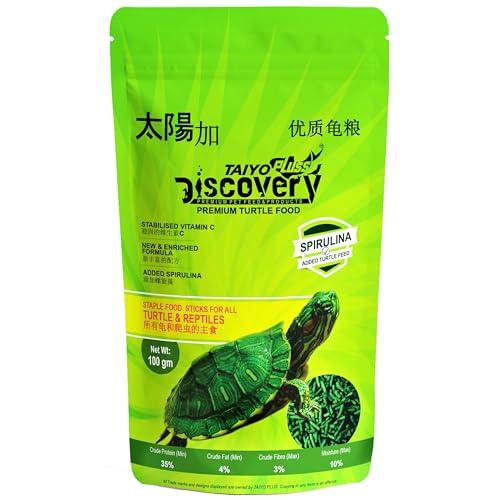 Image of Taiyo Pluss Discovery Turtle Food - 100 g Pouch (Pack of 1) (Improved Formula) | Complete Daily Nutrition Sticks with Spirulina & Vitamin C | Floating Sticks to Support Shell Strength & Growth