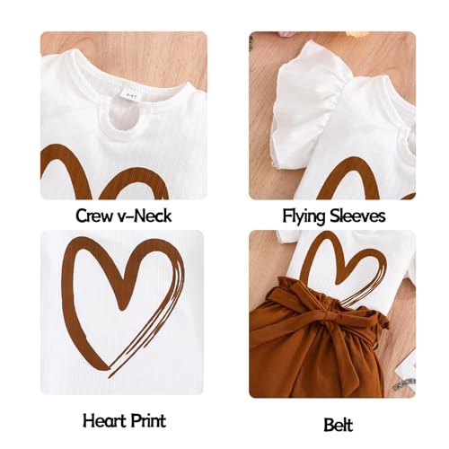 Image of Kids Girl Clothes Heart Print Short Sleeve Top and Shorts Cute Girl Summer Outfits Short Set