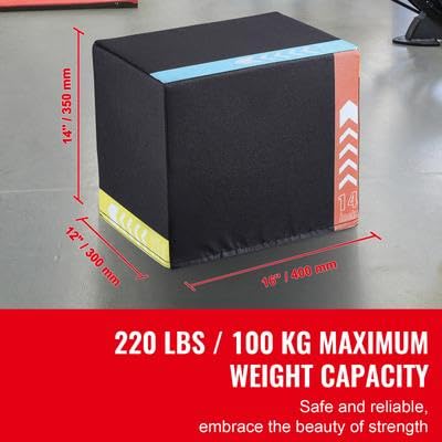 Happybuy 3-in-1 Plyometric Jump Box, 16/14/12 Inch Adjustable Cotton Plyo Box, Anti-Slip Fitness Exercise Platform for Home Gym Training, Conditioning, Strength Training, Black