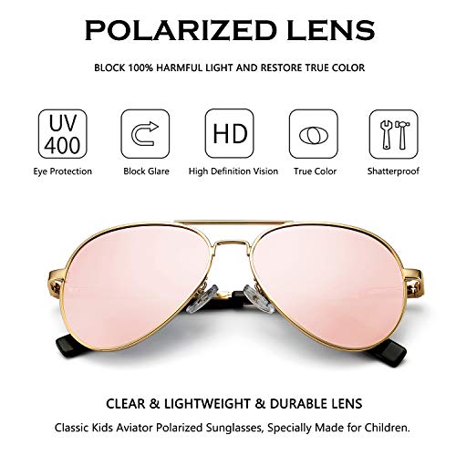 Debuff Kids Polarized Aviator Sunglasses For Boys Girls Age 5-18, Adult Small Face 52Mm (2 Pack,(Gold/Pink Mirrored, Silver/Purple Mirrored)) #TOP3