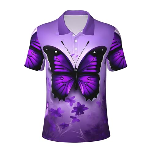 Polo décontracté imprimé papillons violet parfait pour l'été