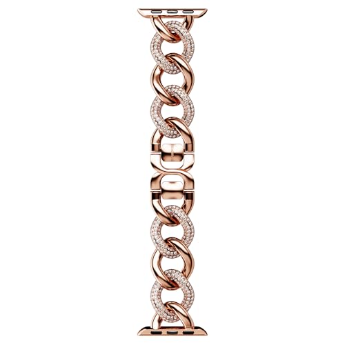 スワロフスキー スパークリングチェーンストラップ、Apple Watch® 40mm & 41mm用、ローズゴールドトーン、ローズゴールドトーン仕上げ。