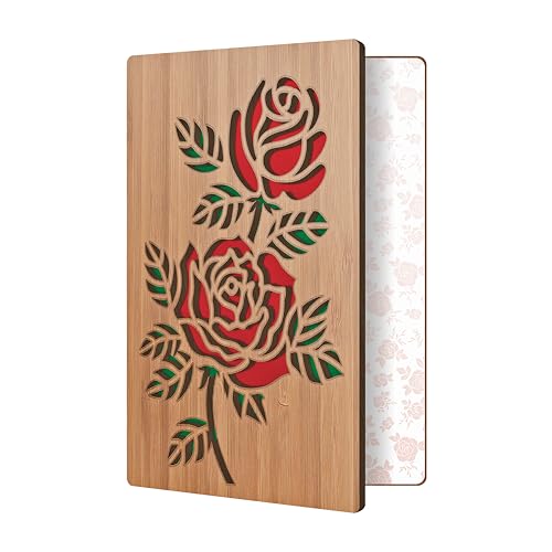 HeartspaceCards Love & Valentine Card, Handmade Bamboo Valentine's Day Cards, Valentines Day Cards for Her, Wife, Adults, Valentines Day Card Wife, Valentines Gifts, Valentine Day Gift Him, Roses