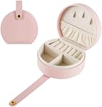 Mini Jewelry Travel Case Small Jewelry Box, Portable PU Leather Jewelry Organizer, Jewellery Storage Holder for Rings Earrings Necklace Organizer, Boxes Gifts for Girls Women (Pink)