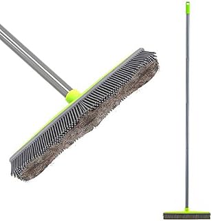 LandHope Push Broom Long Handle Rubber Bristles Sweeper Squeegee Edge 59 inches Non