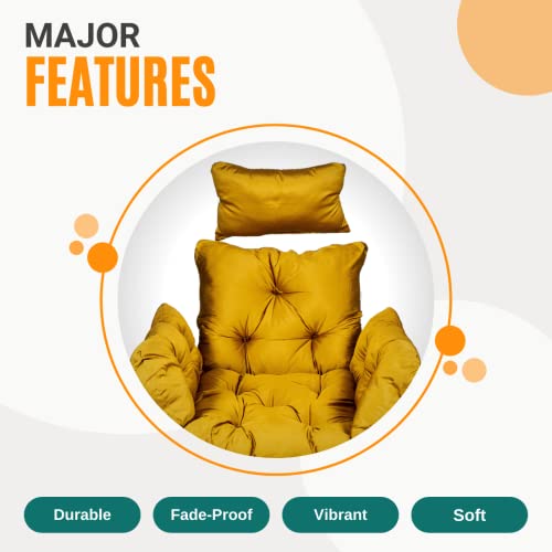 Image of SWINGZY Cushion for Hanging Basket Chair Swing /Outdoor Egg Swing Chair Soft Cushion /Jhula Seat Padded Pillow Cushion /Swing Chair Cushion with Polyester Cloth - (Gold)