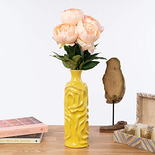 Simply Elegant 18" Artificial English Rose Bouquet - 7 Roses (3.5" X 2.5") With 14 Leaves - (Blush) For Home Garden, Office, Flowers Arrangement, Wedding Centerpiece, Diy #TOP6