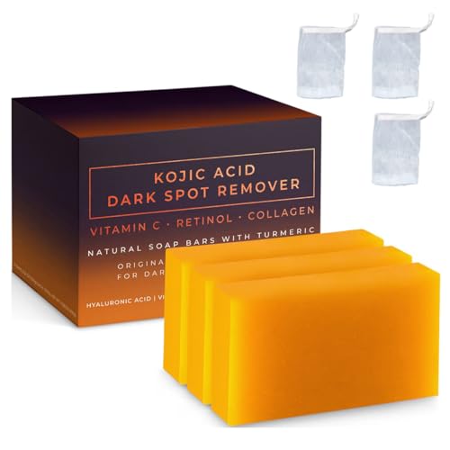 Be-Worth 3Pcs Turmeric Kojic Acid Soap Soap For Face And Body Dark Spot Remover Bars With Vitamin C Retinol Collagen E Shea Butter Hyaluronic