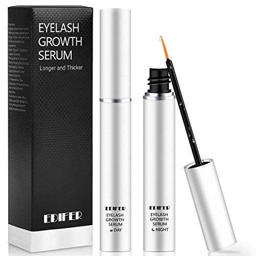 EDIFER Eyelash Growth Serum 2PACK, Natural Brow Lash Enhancer on Rapid Lash Boost for Healthier, Longer, Thicker Lashes & Eyebrow Extensions, DAY+ NIGHT Lash Growth Serum (0.17fl.oz X 2pcs /Set)