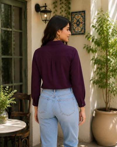 Image of FUNDAY FASHION Women Solid Regular Fit V Collered Casual Shirt (Pack of 2)
