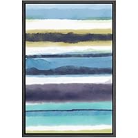 SIGNWIN Framed Canvas Wall Art Blue, Navy, White, Yellow Stripes Lines Color Block Pattern Geometric Shapes Watercolor Minimalism Modern Colorful for Living Room, Bedroom, Office - 16