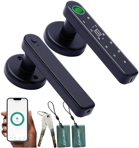 Bild 8 - Smarter Fingerabdruck Türschloss, 5 in 1 Automatischer Smart Türgriff mit APP-Steuerung/Fingerabdruck/EC-Karten/Passwort/Backup-Schlüssel, Elektronische Digitale Schlösser Geeignet für Schlafzimmer