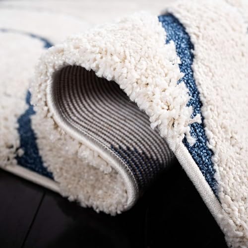 Image of Carpet for Hallway, Kitchen, and Modern InteriorsCarpetCozy Shag Runner for Living Room, Bedroom & Office Decor ETC Size 2x6 feet, Patten-Solid Ivory Blue 0- Cut