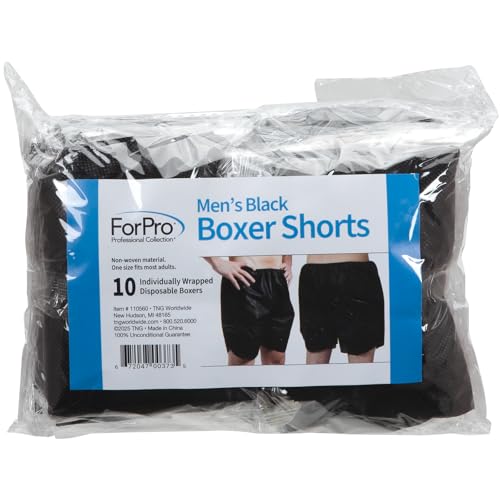 ForPro Men’s Boxer Shorts, Disposable Shorts for Massage, Tanning, Waxing and Medical Services, Individually-Wrapped, One Size Fits Most, Black, 10-Count4