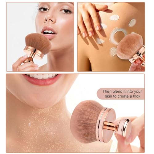 Hebterrka Extra Großer Körper-Make-up-Pinsel für Selbstbräuner, 3 Zoll Breiter Kabuki-Pinsel, Weiches Synthetikhaar für Puder, Foundation, Rouge, Bronzer