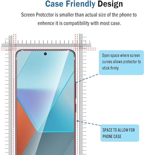Image of Premium Tempered Glass Screen Protector Compatible For Redmi Note 13 5G / Note 13 Pro 5G Cellphone (6.67 Inch,Pack Of 1)|Edge To Edge Coverage Full Protection With Installation Kit