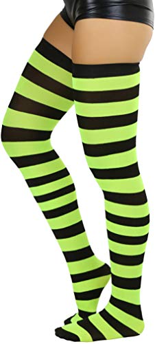 Image of ToBeInStyle Women's Vibrant Horizontal Wide Striped Thigh High Stockings