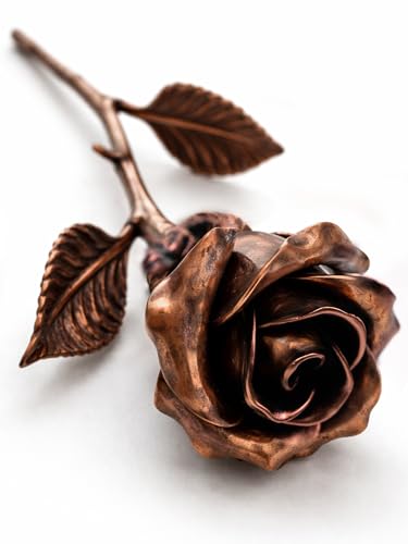 Product Image of the Handcrafted Metal Rose (Copper Stained) - Romantic Anniversary Flower
