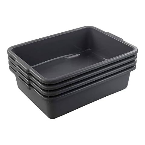 Bringer 4-Pack Gray Commercial Bus Tubs, 8 L Small Plastic Bus Box Cover