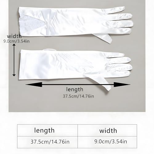 Long Opera Party Gloves for Women Girls,First Communion,Wedding Flower Girl's Satin Gloves,Costumes Elbow Length Bridal Evening Dress Fingered glove‌ for 1920s 20s Tea Party2