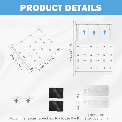 Chingcoo Verstellbare Regale für Schrank,35cm Weit, Verstellbare Länge 30-40cm Lagerregal Regal Separator Abteil,Nagelfrei Teleskop Erweiterbares Einlegeböden für Kleiderschrank, Küche, Badezimmer