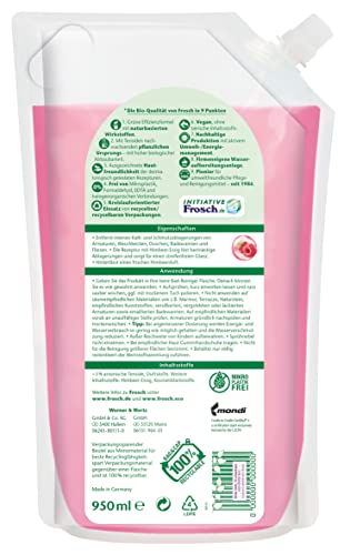 Image of Frosch Raspberry Vinegar Anti-limescale Cleaner, Power Cleaner - Extra Strong Against Dirt and Limescale for Kitchen and Bathroom in Refill Bag 1 Pack (1 x 950 ml)