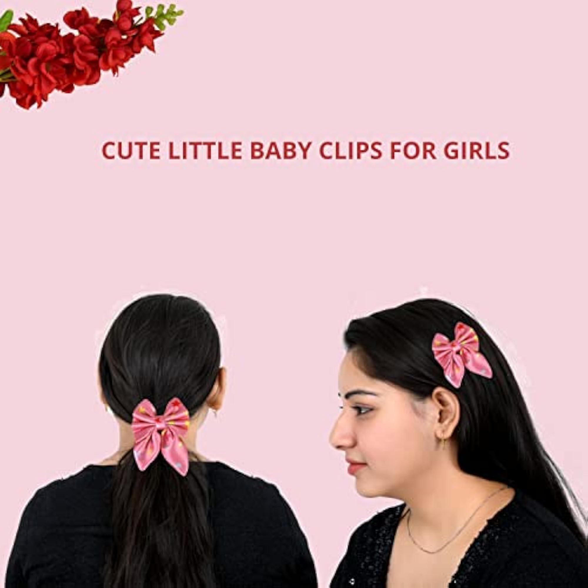 Printed Satin Silk Rabbit Ear Bow Hair Clips, Pack of 4