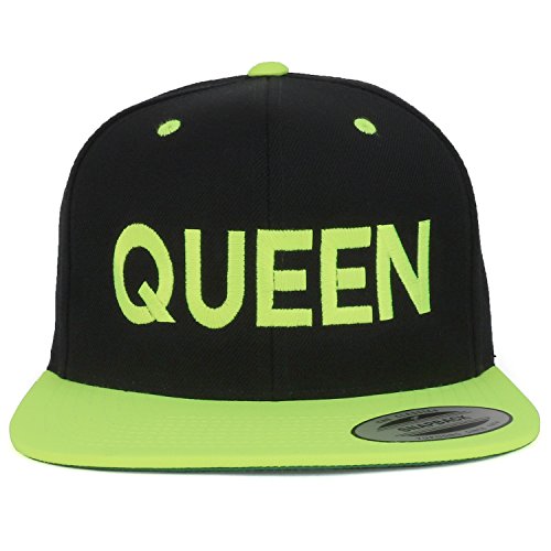 Image of Trendy Apparel Shop King and Queen Embroidered Flat Bill 2-Tone Ball Cap