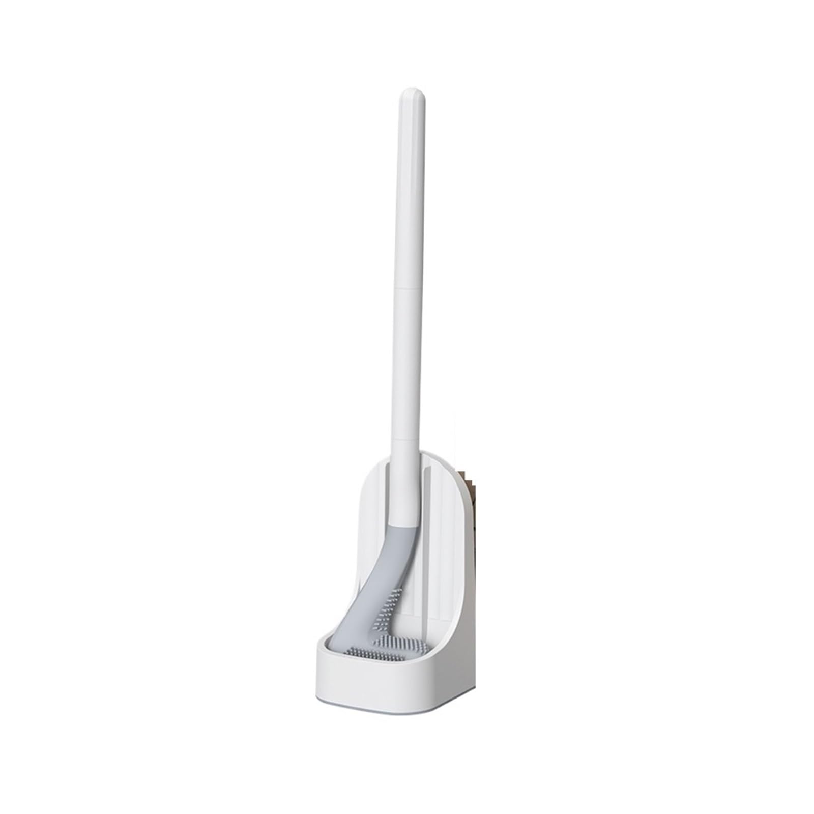 Toilet Brush Silicone Golf Toilet Brushes with Holder Set Long Handled Toilet Cleaning Brush Seamless Cleaning Bathroom Tools(White)