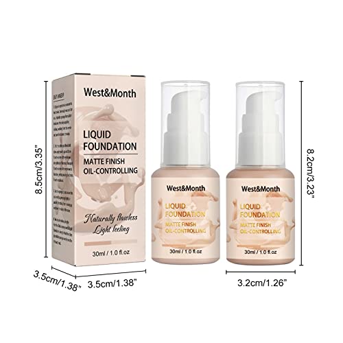 Foundation Set Liquid Foundation Moisturizing Oil Control Mixed Dry Oily Skin Nourishing Concealer Brightening Lasting Not Easy To Fade 30Ml Gel Crush Lip & Cheek (A, One Size) #TOP5