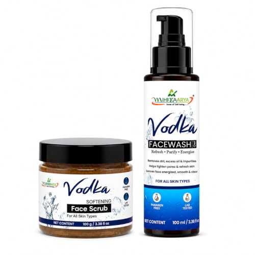 Image of Vodka Face Wash & Scrub Combo for Men & Women - 100ml Each | Deep Cleansing, Exfoliating & Refreshing Skincare