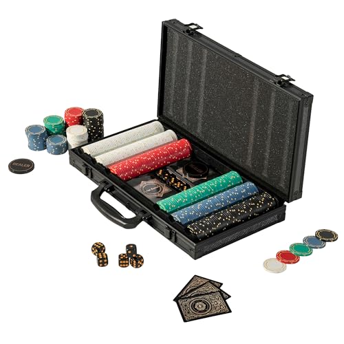Polar Aurora Poker Chips Gold Dark Poker Set with Black Aluminum Case Modern Design 11.5 Gram Poker Chip Set for Texas Holdem Casino Game Nights Poker Parties (300pcs Blank)