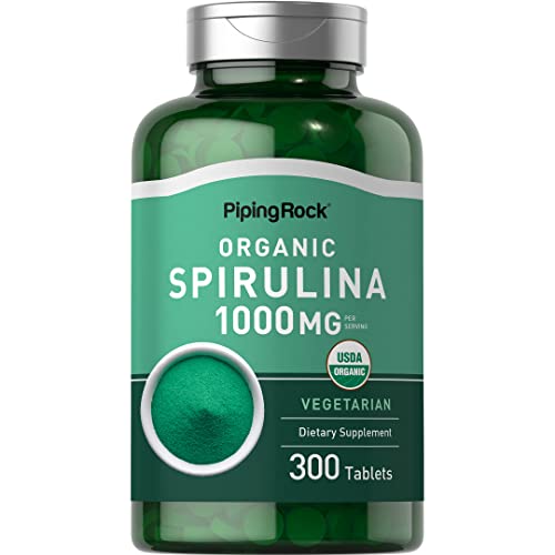 Piping Rock Organic Spirulina Tablets 1000Mg | 300 Tablets | Blue Green Algae Pills | Vegetarian, Non-Gmo, Gluten Free Supplement #TOP26
