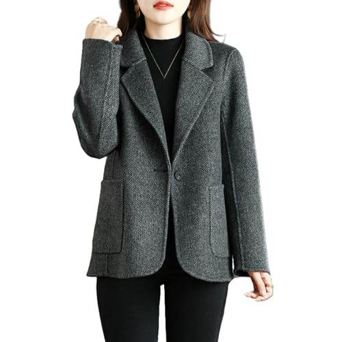 Veste en tweed et cachemire gris foncé élégante pour femme chic